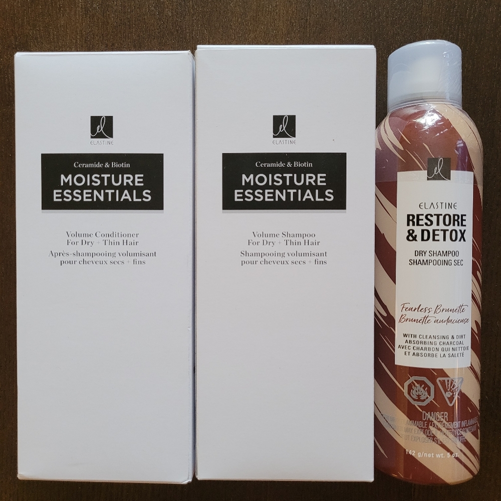 BRAND NEW - Elastine Volume Shampoo conditioner and dry shampoo for brunettes